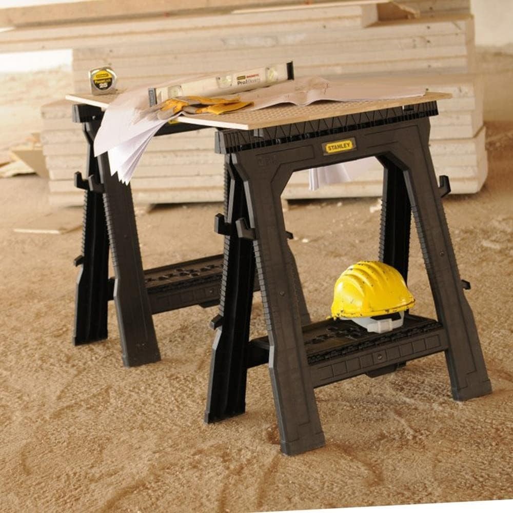 Folding Workbench Sawhorse Twin Pack Ultra Compact 450kg Load Portable