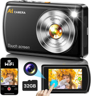 AI Smart Digital Camera WiFi Touch Screen Vlogging Camera Black