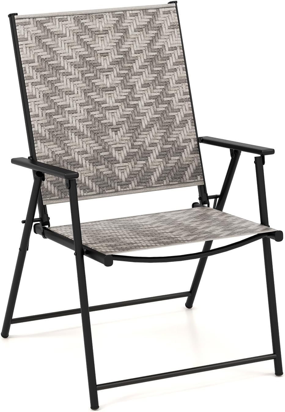 Set of 2 Folding Garden Dining Chairs Rattan Patio Armchairs Outdoor