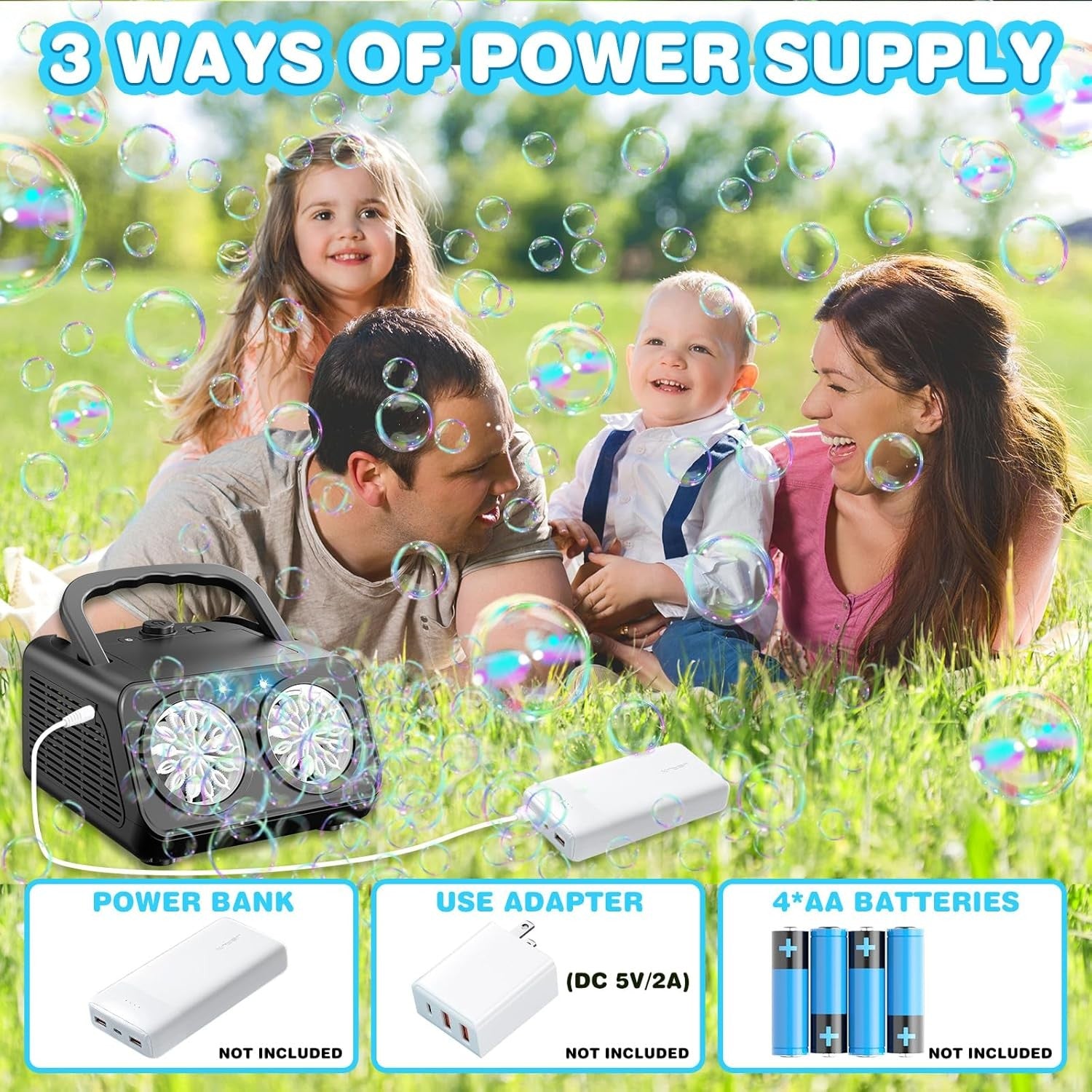 Bubble Machine 22000 Bubbles Per Minute USB Battery Portable