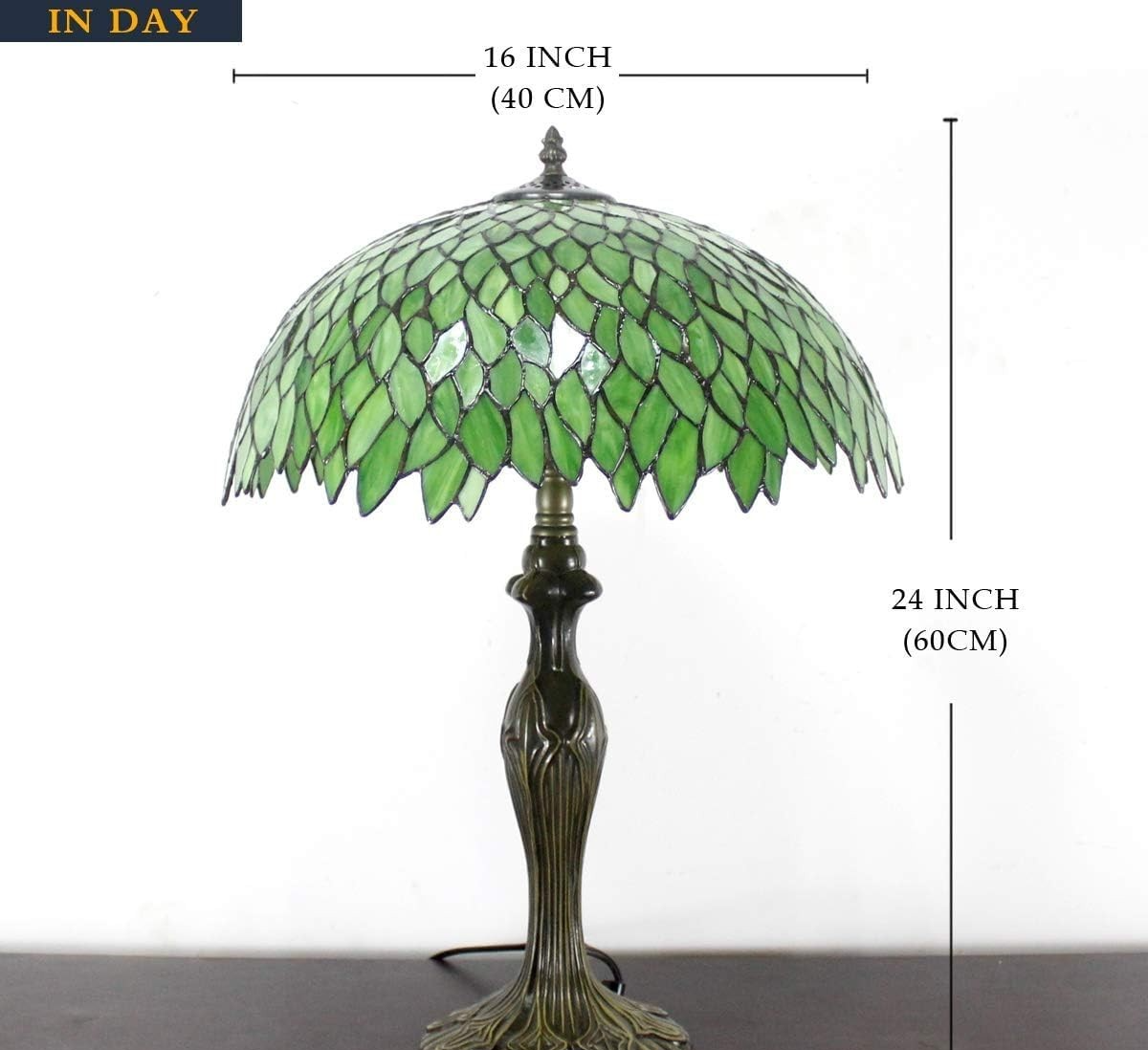 Tiffany Style Stained Glass Table Lamp Green Wisteria Desk Light 16x40x60cm