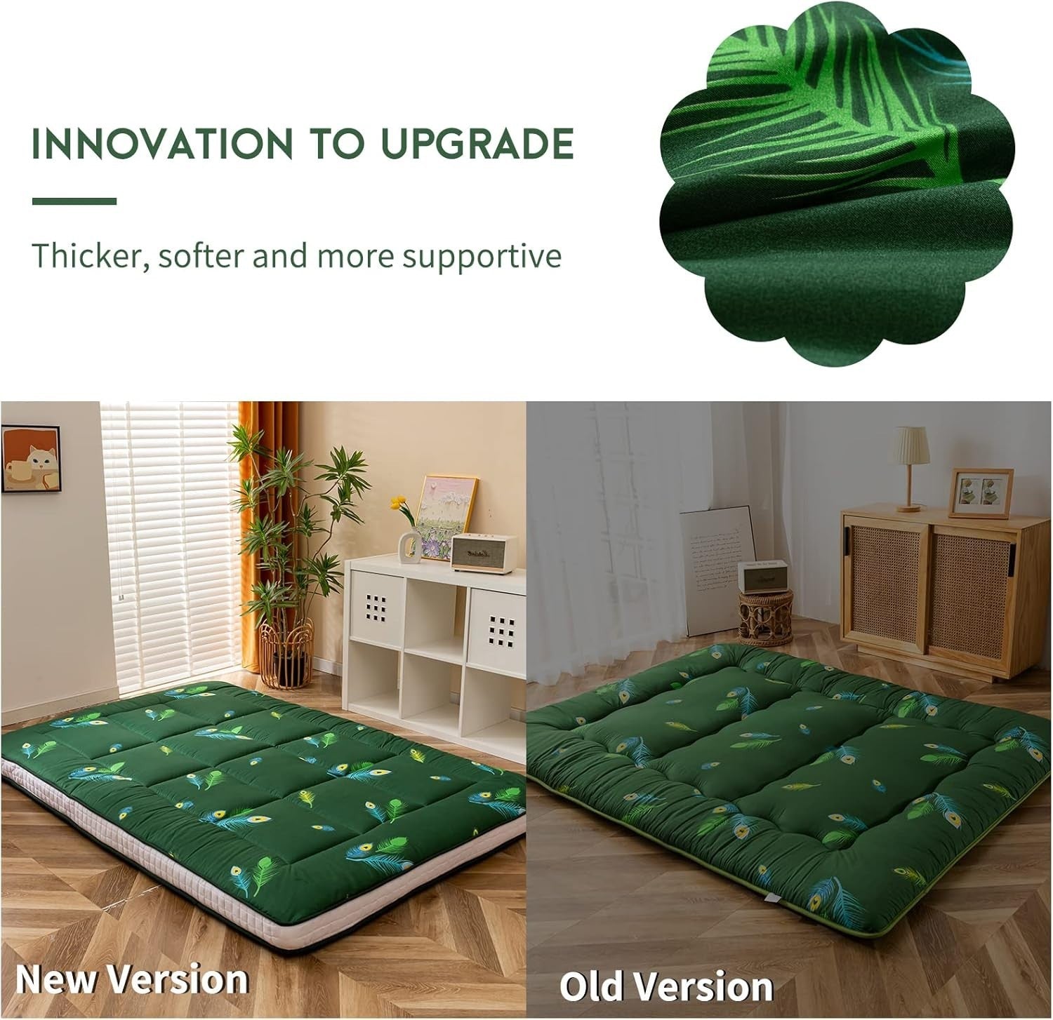 Extra Thick Japanese Floor Mattress - Foldable Sleeping Pad, Breathable Couch Be