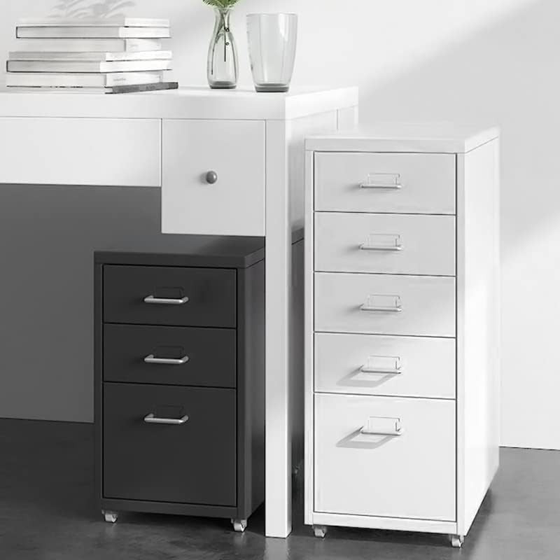 Black Desktop Filing Cabinet 3 Drawer 48cm Rolling Metal Storage