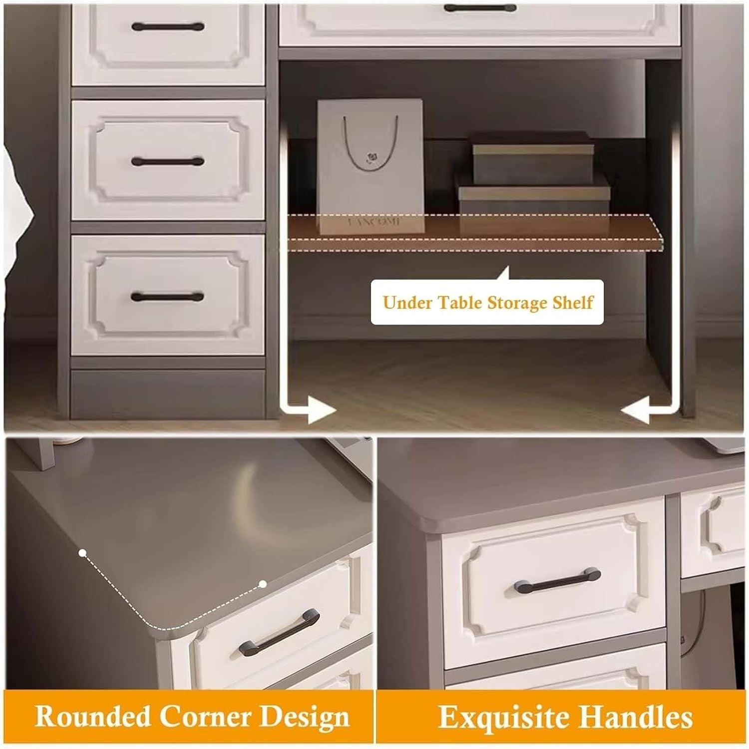 Modern Dressing Table Vanity Desk Makeup Stool Set Storage Drawer Organizer Home