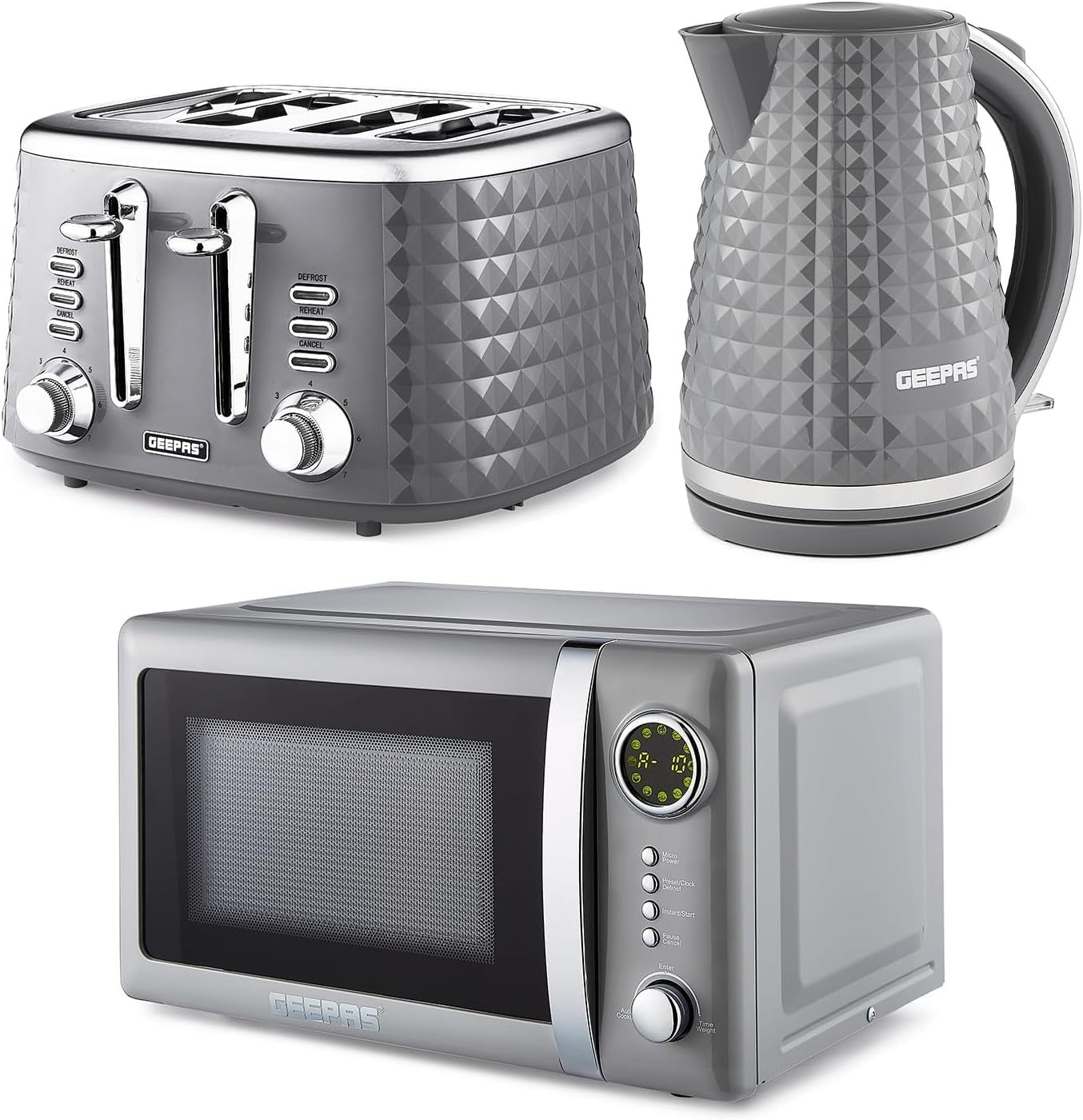 20L 700W Microwave Oven 4‑Slice Toaster & 1.7L Kettle Kitchen Set
