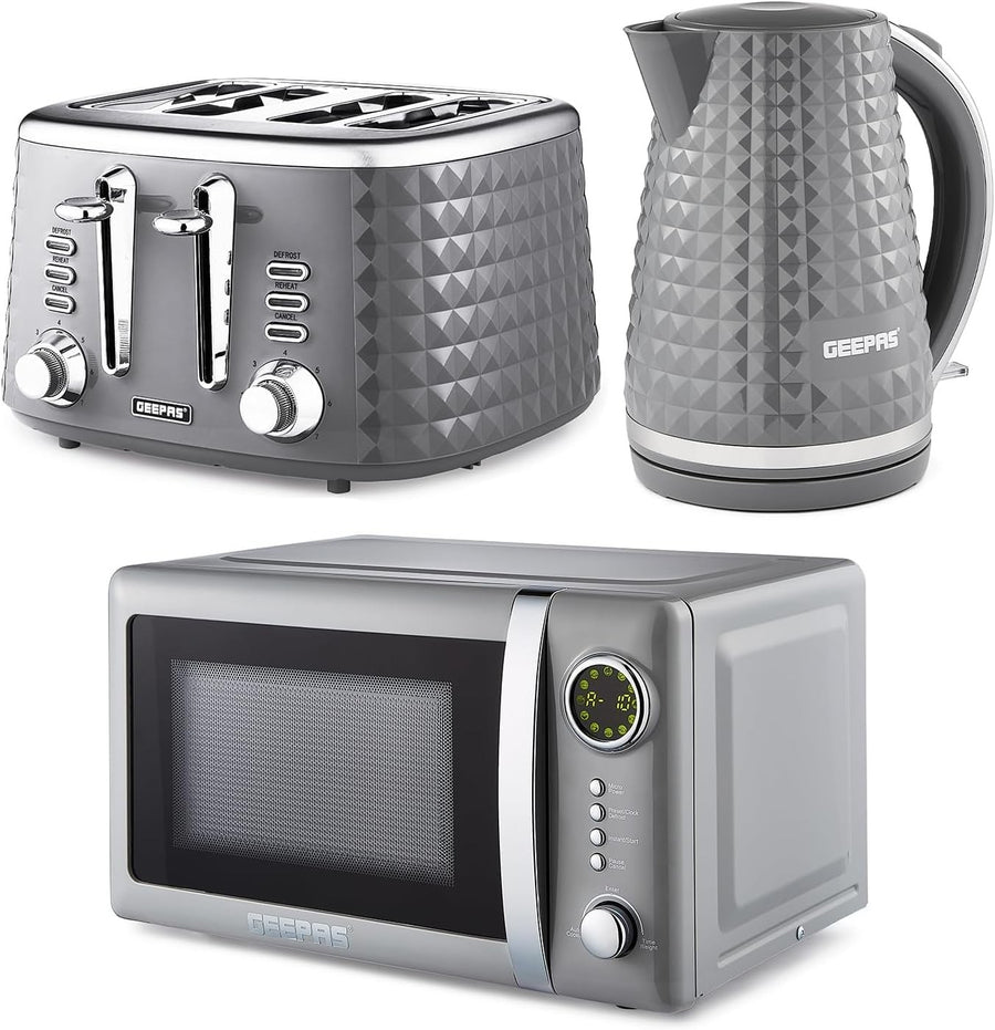 20L 700W Microwave Oven 4‑Slice Toaster & 1.7L Kettle Kitchen Set