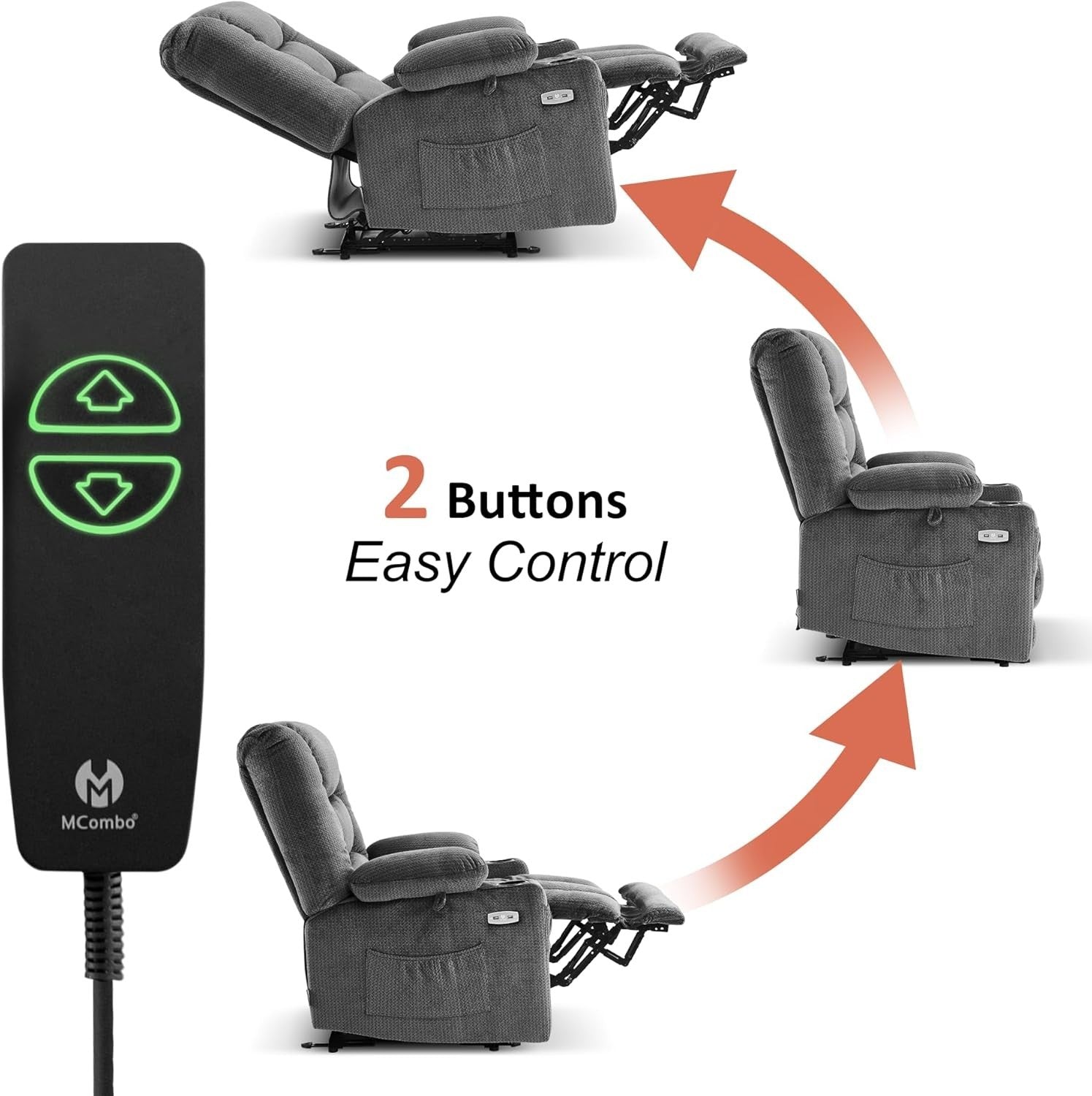 Zero Gravity Recliner Chair Massage Heat Extended Footrest USB Cup Holder Grey
