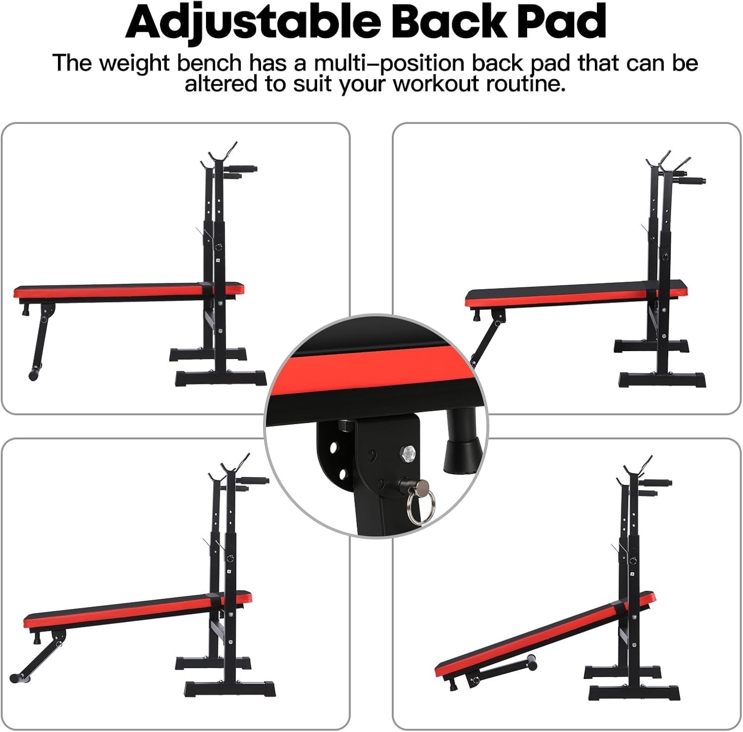 Folding Bench Press With Adjustable Barbell Rack & Dip Station
