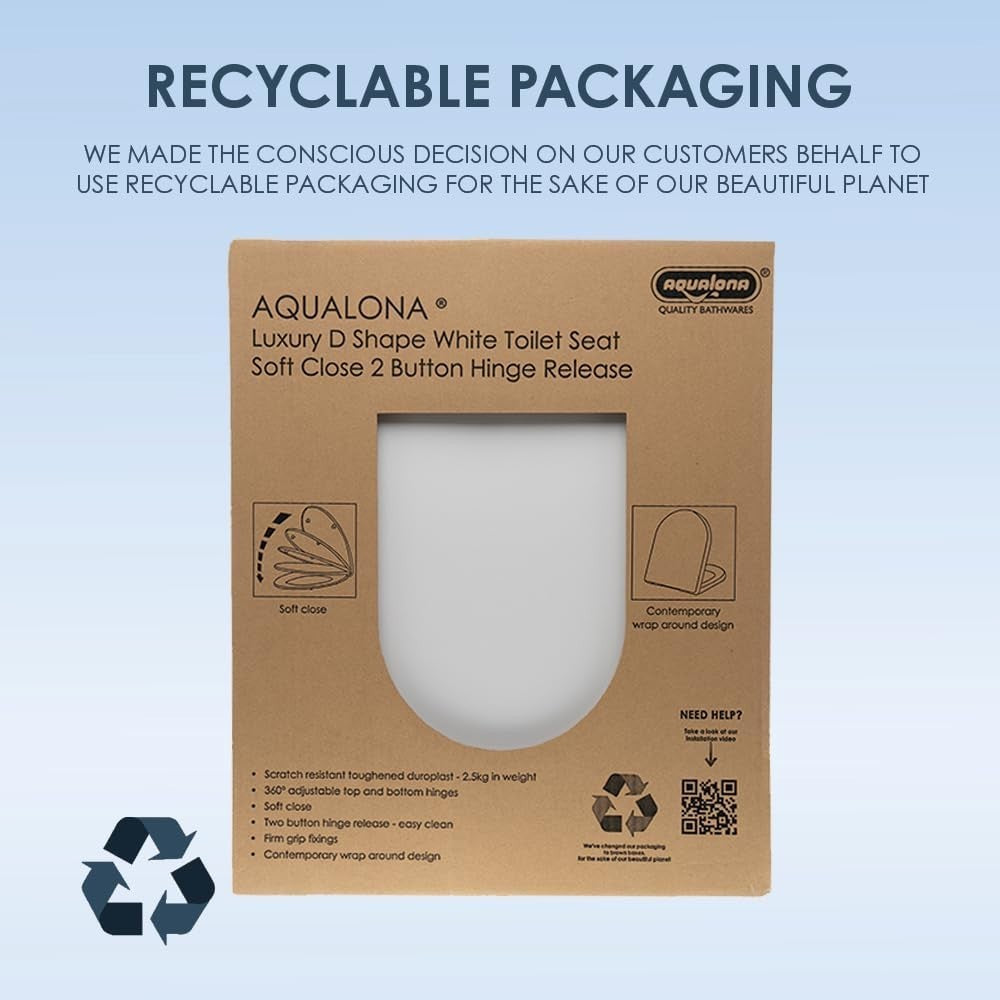White Duroplast Toilet Seat Soft Close D Shape Quick Release Easy Clean Durable