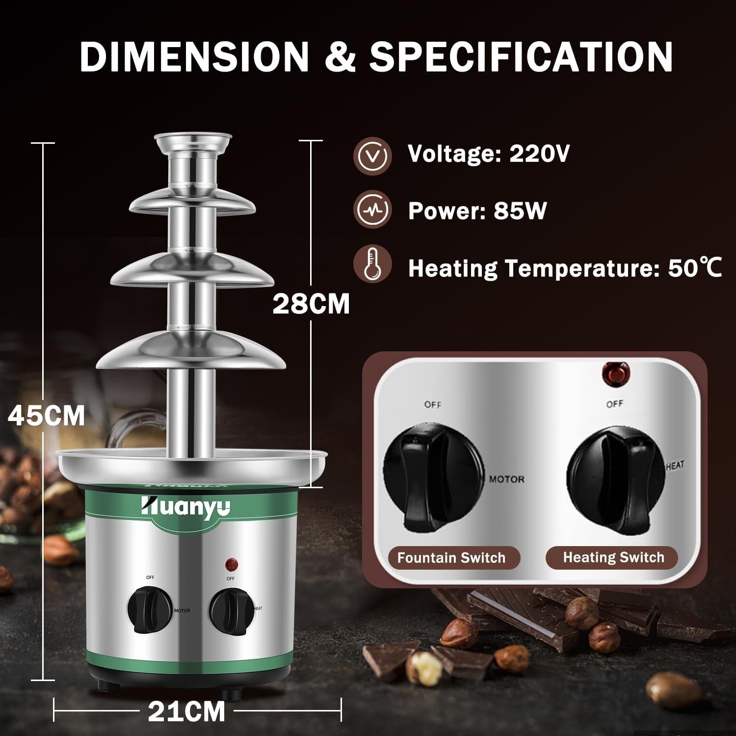 4 Tier Chocolate Fountain Machine Electric Fondue Set Party Wedding