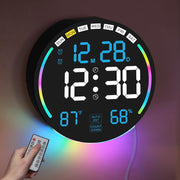 Ice Blue Large Digital Wall Clock LED Countdown Timer Remote Temp Humidity