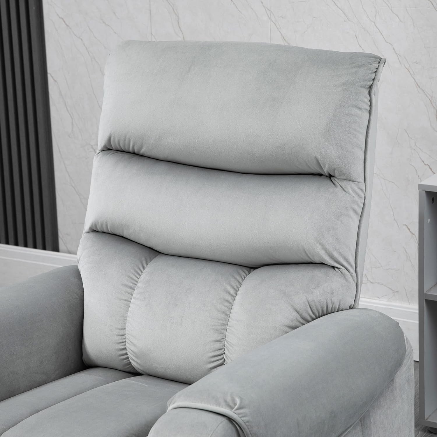 Power Lift Recliner Chair Massage 135° Recline Velvet Upholstered Pockets Grey