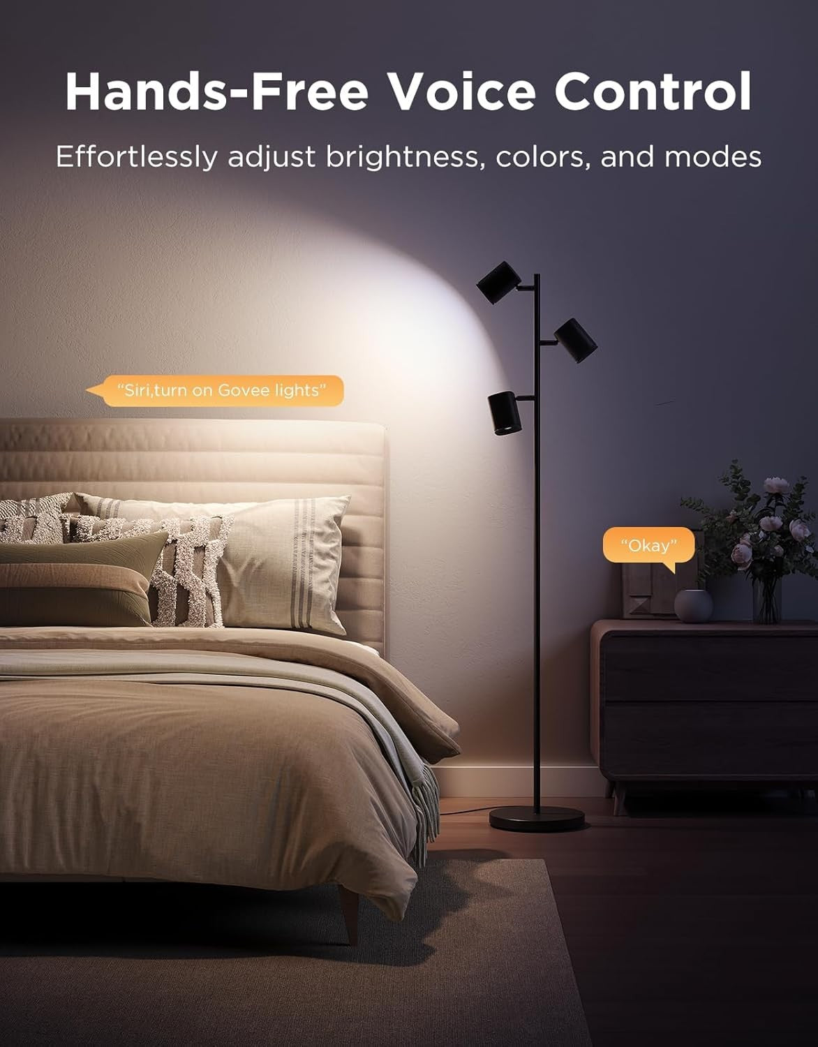 Adjustable 3-Head LED Floor Lamp with Alexa, Music Sync & 64 Scenes, 157cm