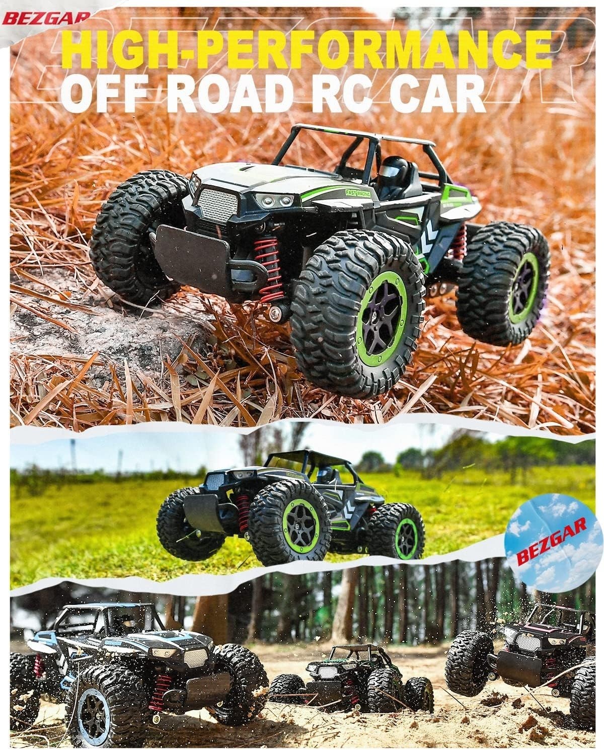 1:20 RC Monster Truck 15KMH Fast 2WD Off Road Car Rechargeable Remote Control