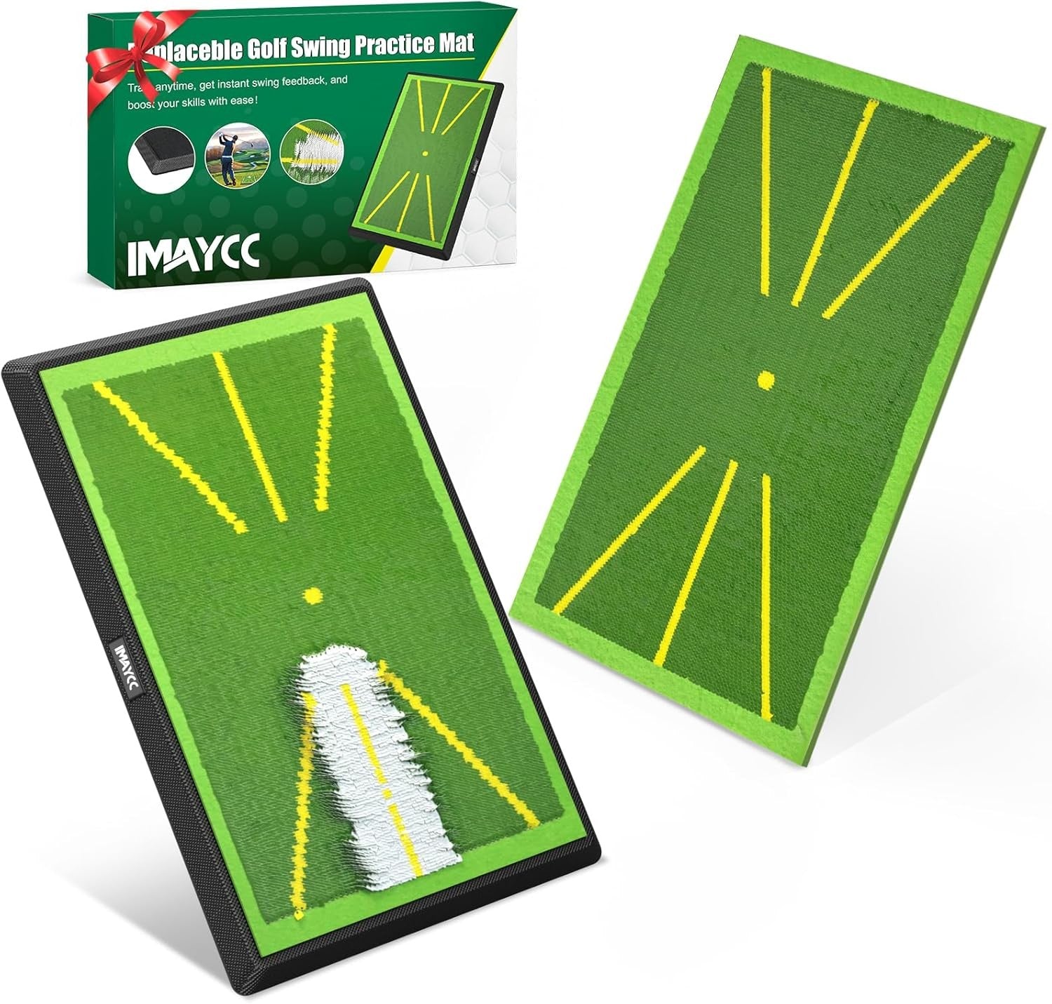 Golf Practice Hitting Mat 11x17" Swing Path Trainer w Rubber Base