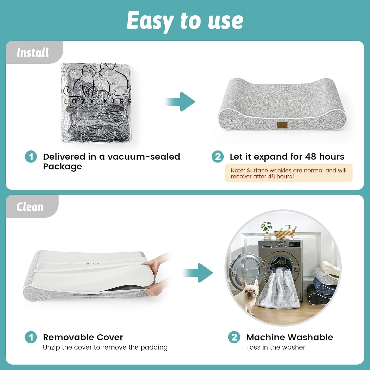 Large Orthopedic Dog Bed 114x76cm Memory Foam Washable