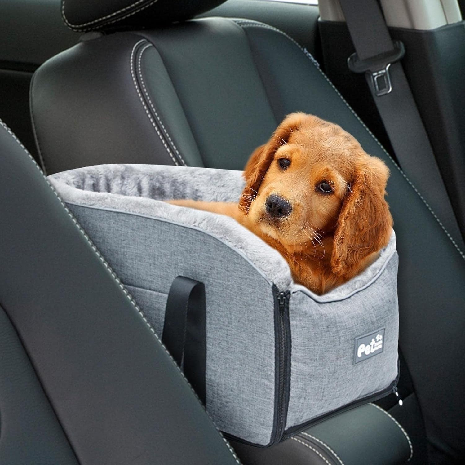 Center Console Dog Car Seat Booster Carrier Travel Bag Safety Tether