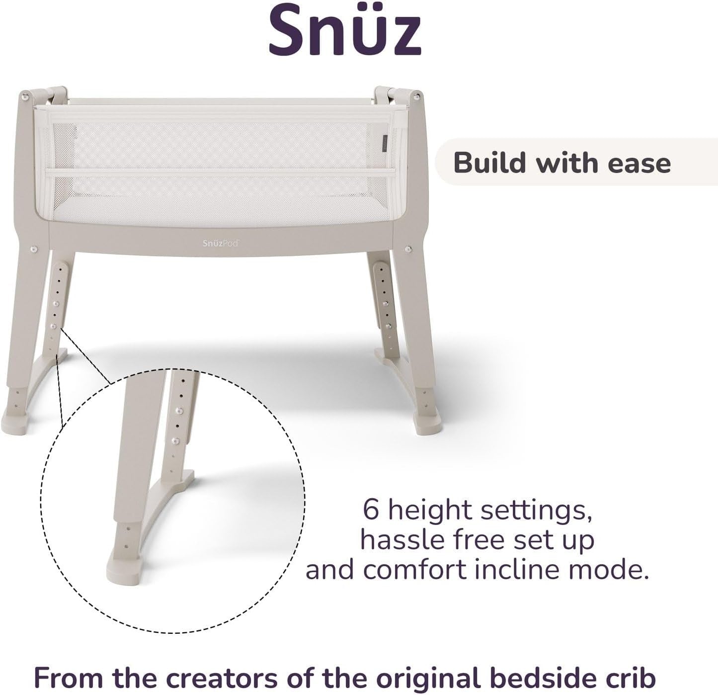 Next to Me Baby Crib Bedside Cot w/ Mattress Wheels 6 Height Adjustable Oslo