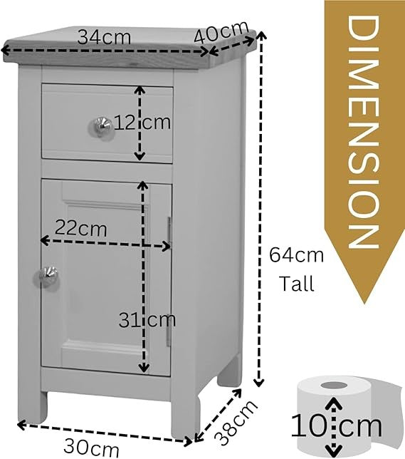 Snow White Bedside Cabinet with Drawer & Cupboard | Fully Assembled Unit