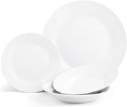 12 Piece White Porcelain Dinner Set for 4 Plates Bowls Microwave Safe