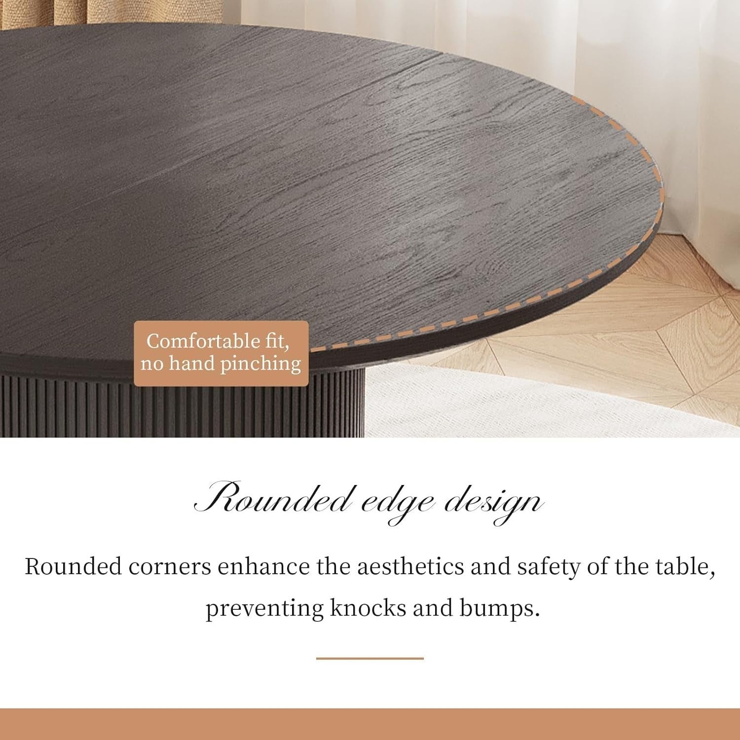 Round Dining Table Dark Grey Modern 118cm Table for 4–6 People, Kitchen & Office