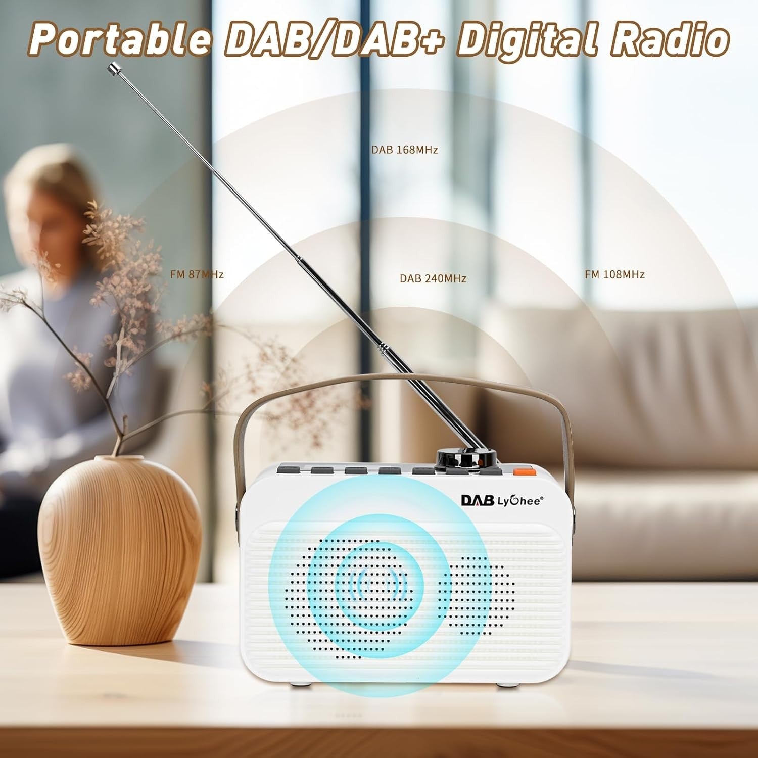 Portable DAB+ FM Digital Radio Bluetooth USB TF Card Rechargeable
