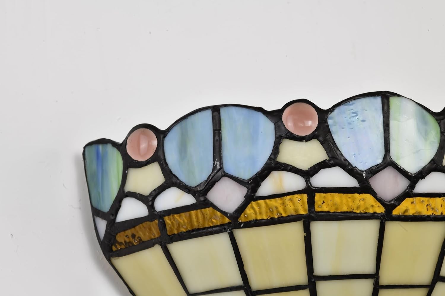 Tiffany Style Peacock Stained Glass Wall Light Vintage 12x7.5” Uplighter