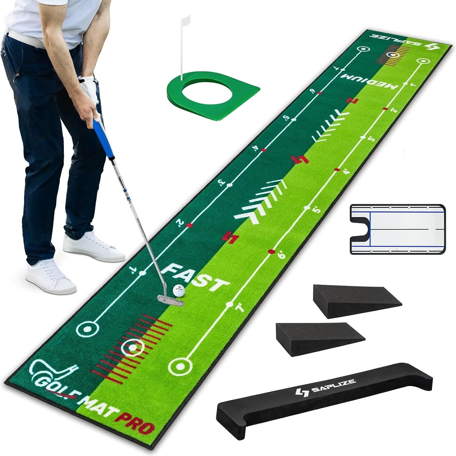 Golf Putting Mat Indoor Practice Green Non Slip Alignment Training Aid