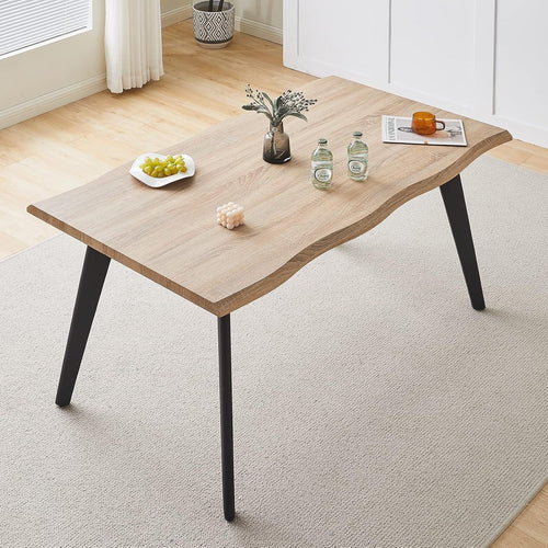140cm Oak Effect Dining Table Metal Legs 6 Seater Modern Kitchen Room