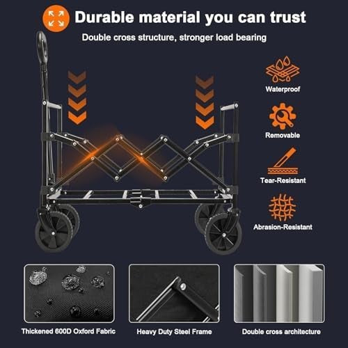 100L Folding Festival Trolley Wagon 159kg Load Camping Cart Wheels