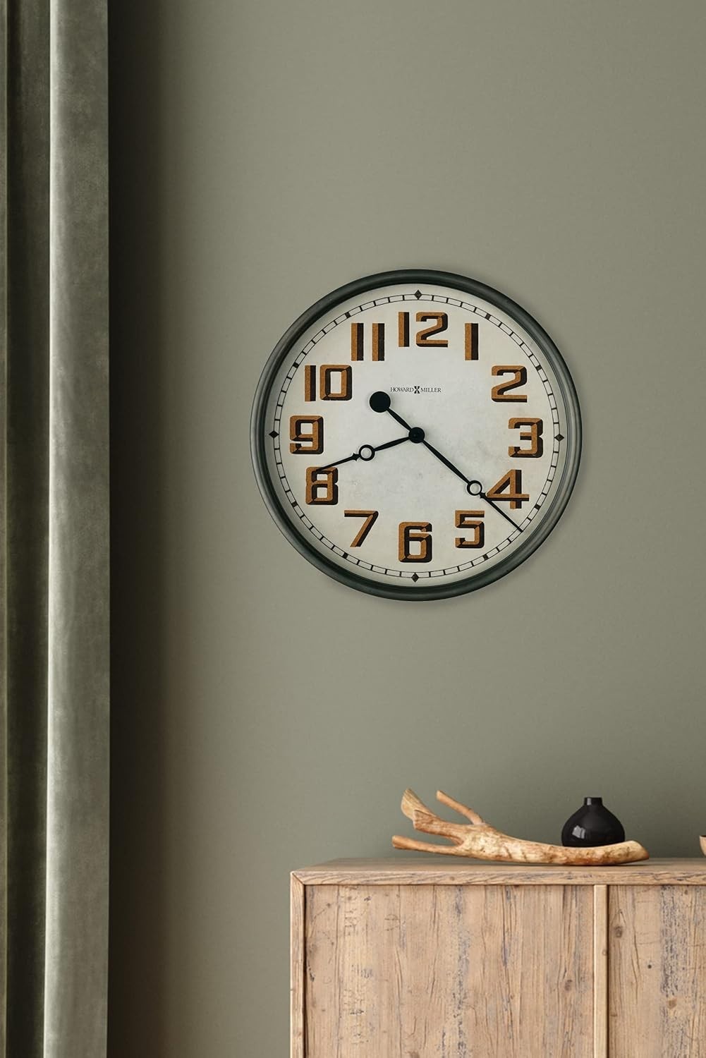 50cm Silent Wall Clock Vintage Charcoal Grey Analog with Gold Numbers