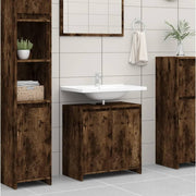 Rustic Oak Bathroom Sink Cabinet – 2 Door Under Sink Storage Unit 60x61cm