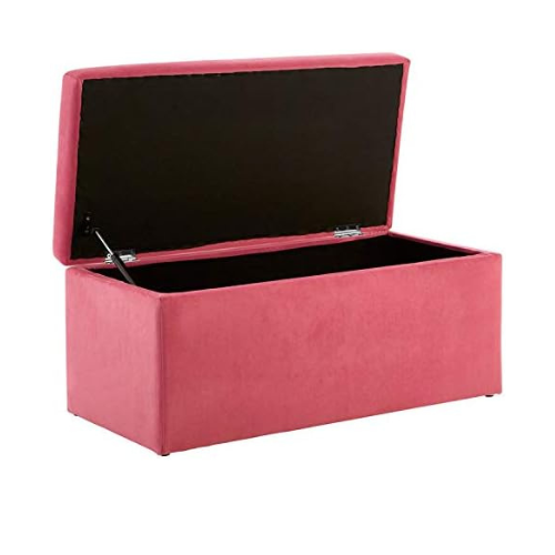 Soft Pink Kids Storage Ottoman with Velvet Seat & Smooth Lift – Stylish & Durabl