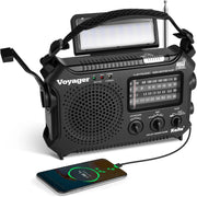 Emergency Weather Alert Radio Solar Hand Crank AM FM SW 7 Band Black