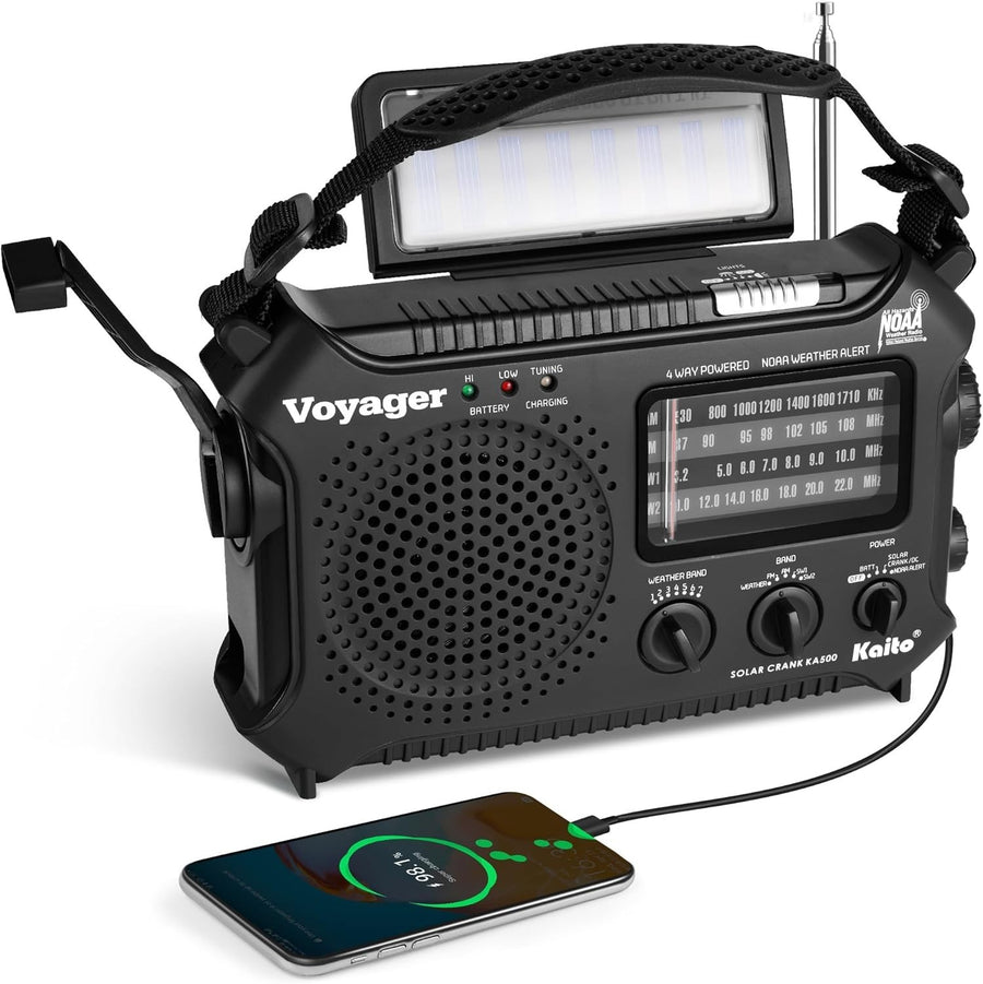 Emergency Weather Alert Radio Solar Hand Crank AM FM SW 7 Band Black