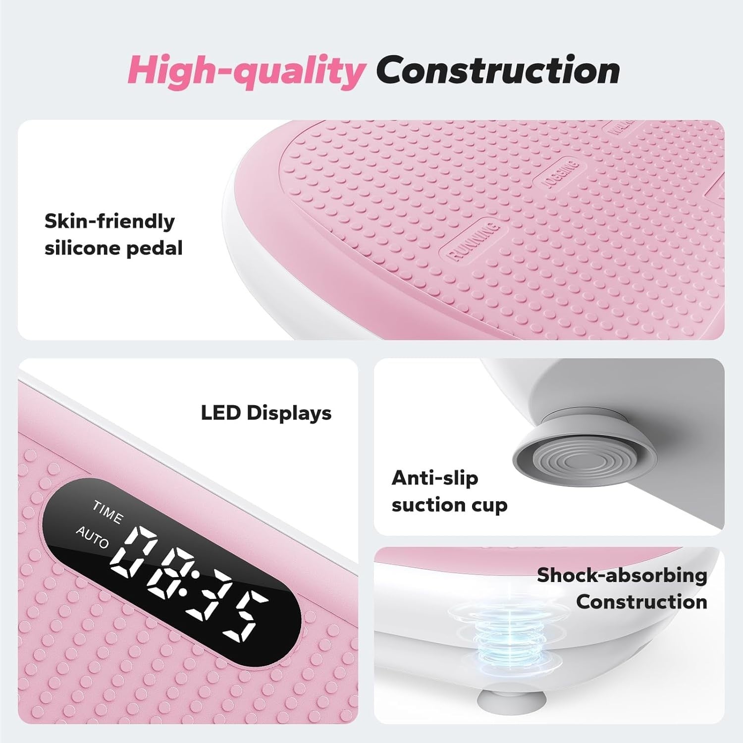 High Power Vibration Plate Fitness Platform 13mm Amplitude 200KG Pink
