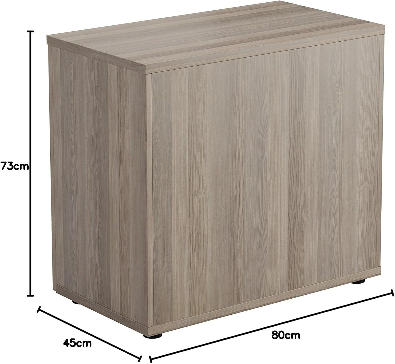 Grey Oak Desk Height Cupboard Lockable 80cm Office Storage