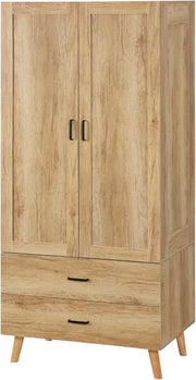 Double Wardrobe with Drawers & Rail Bedroom Storage Cabinet Oak