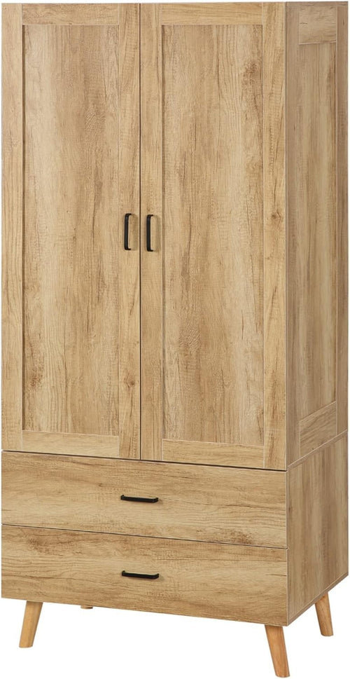 Double Wardrobe with Drawers & Rail Bedroom Storage Cabinet Oak