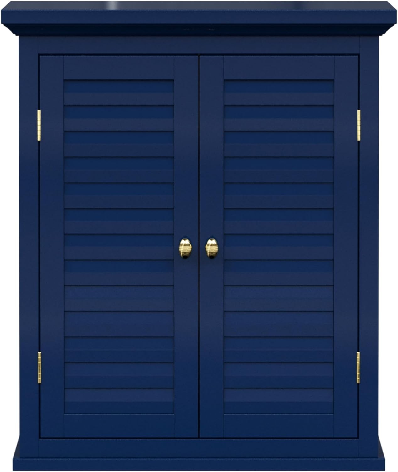 Farmhouse Wall Cabinet Navy Two-Door Storage with Adjustable Shelf 51x18x61cm