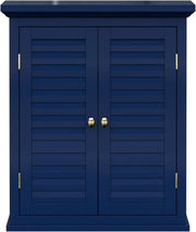 Farmhouse Wall Cabinet Navy Two-Door Storage with Adjustable Shelf 51x18x61cm