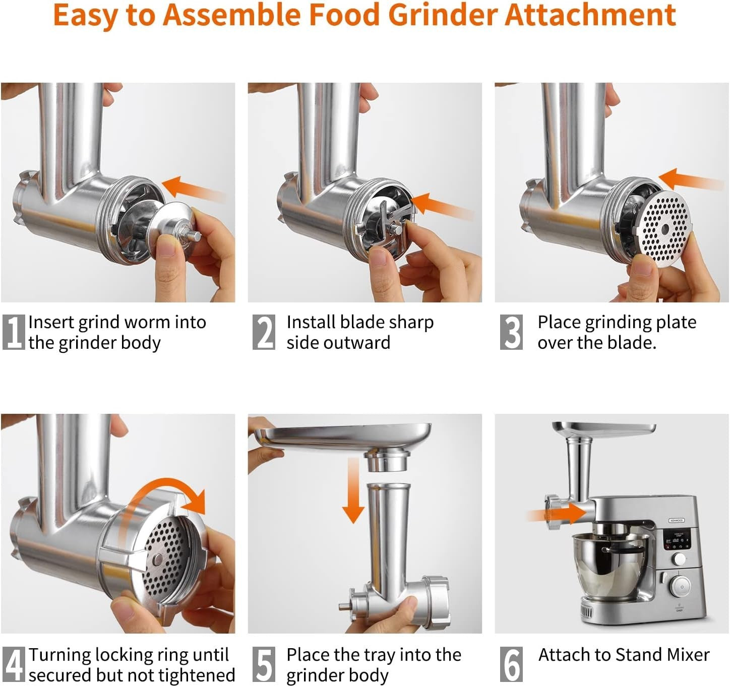 Metal Meat Grinder Attachment Sausage Stuffer for Chef KMix Mixer