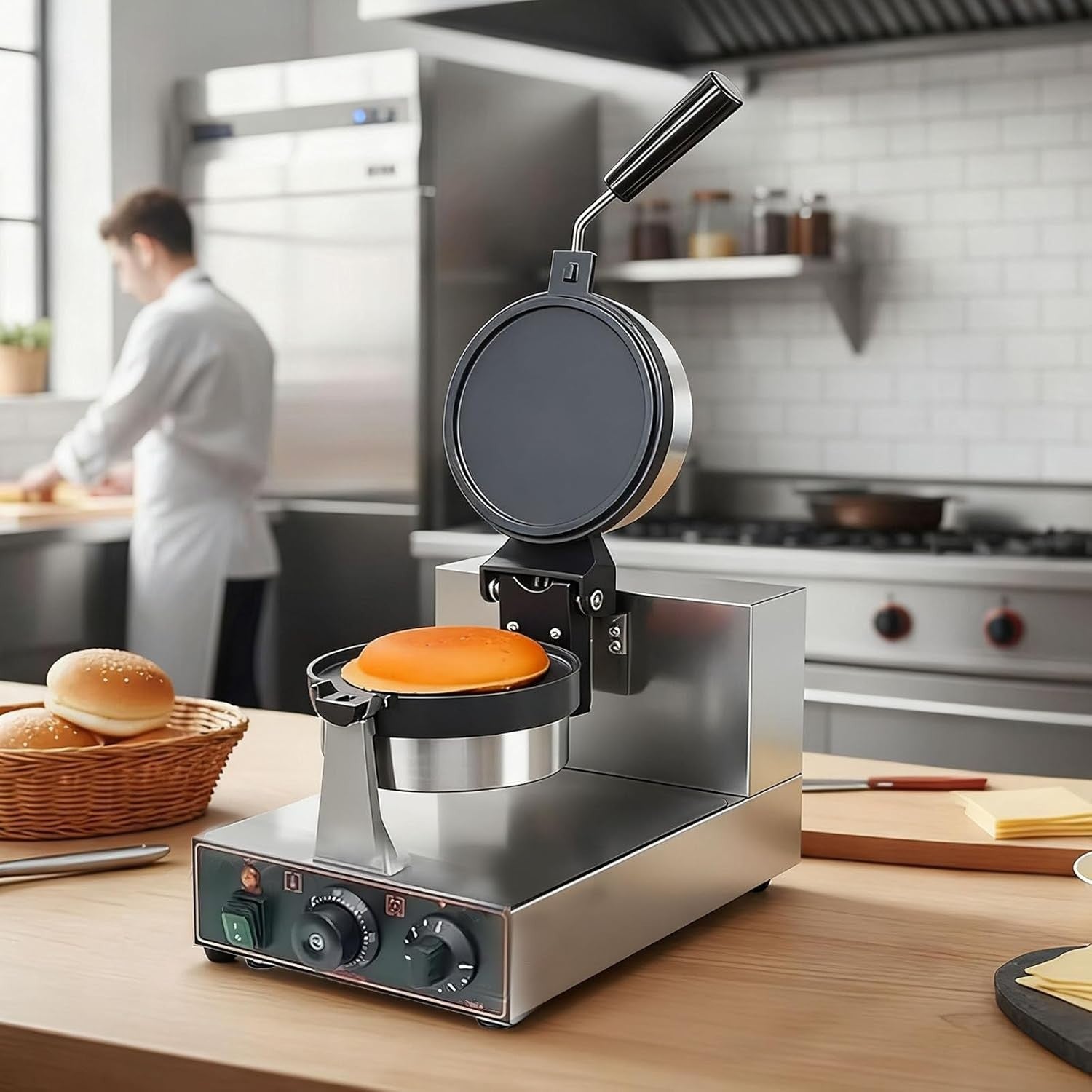 Commercial Waffle & Panini Maker Electric Non-Stick Dual Heating 258W