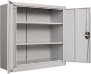 Metal Storage Cabinet with Lock, Adjustable Shelves Cupboard 90CM Office Unit