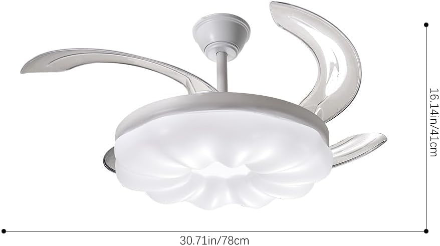 Warmiehomy 78cm Ceiling Fan with Lights 6 Speeds Dimmable LED White