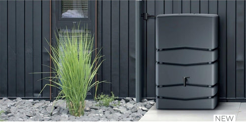 350L Anthracite Rectangular Garden Water Butt With Connection Kit Plastic Tank