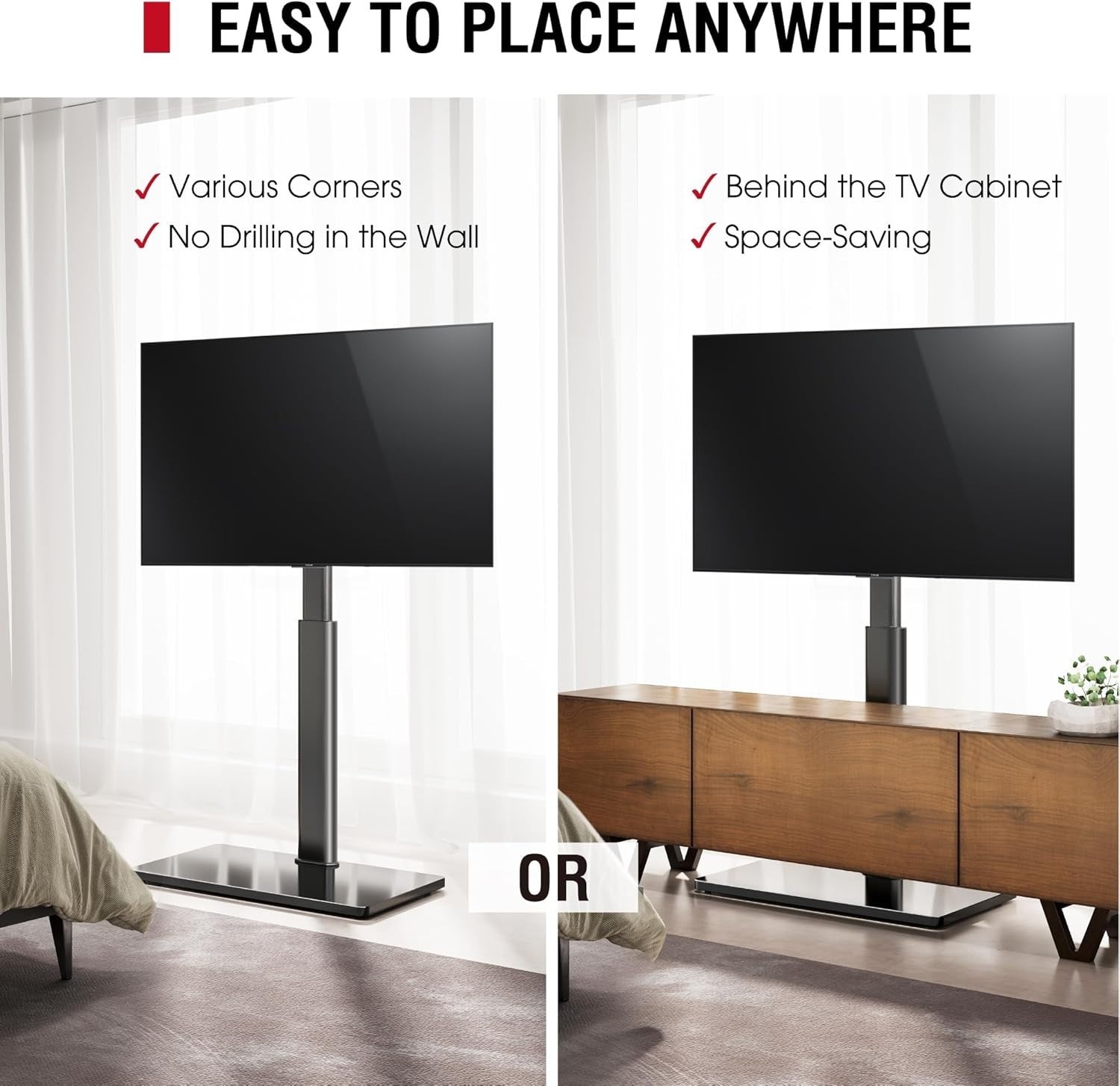 TV Floor Stand for 32-70" with Swivel Tilt & Height Adjust, VESA 400x400