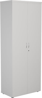 Tall White Lockable Office Cupboard 4 Shelf Storage Cabinet 200cm