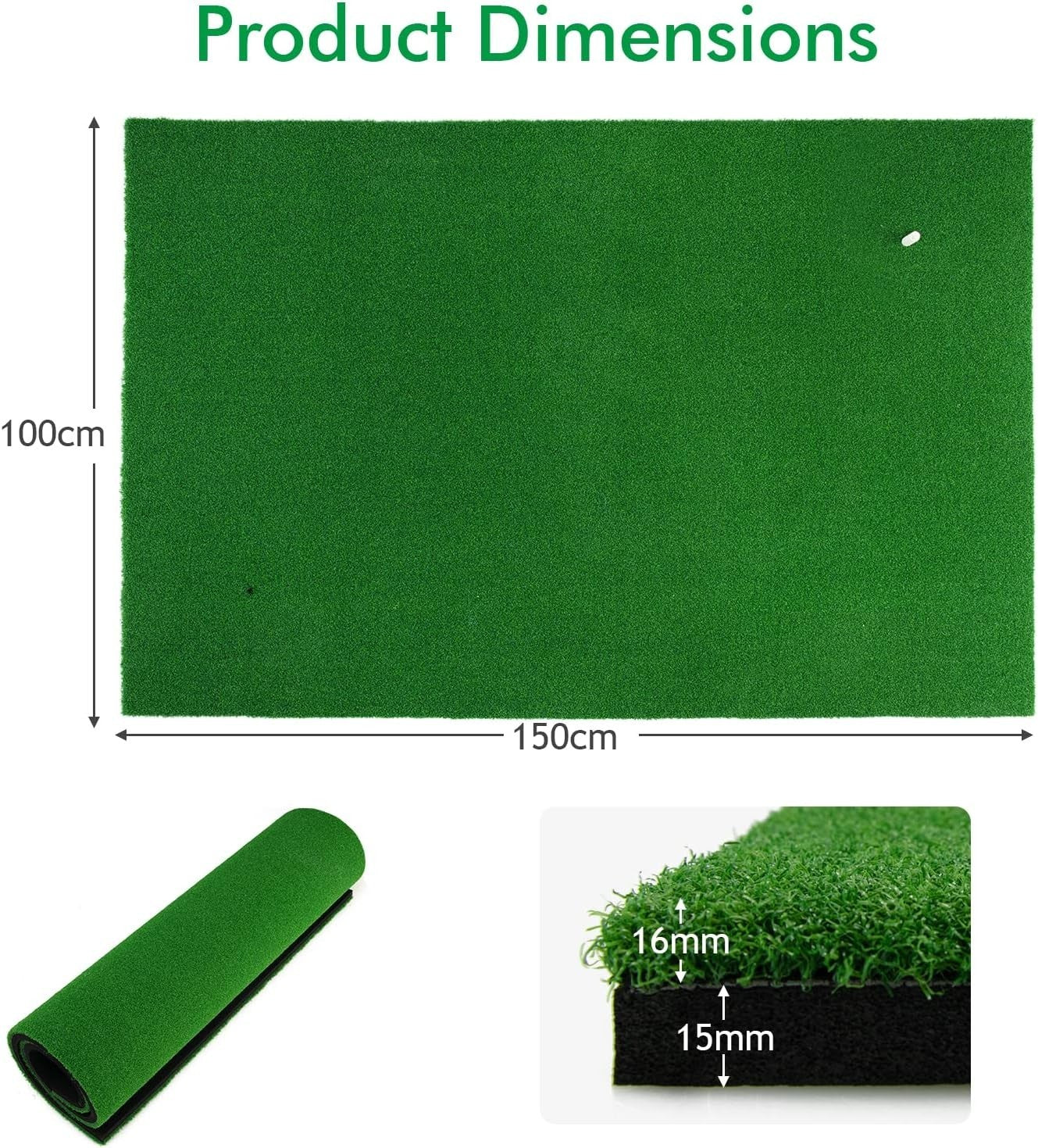 5x3ft Golf Practice Mat Artificial Grass Turf Driving Chipping Indoor Outdoor