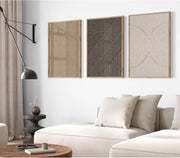 Boho Neutral Abstract Canvas Wall Art Set of 3 12x16
